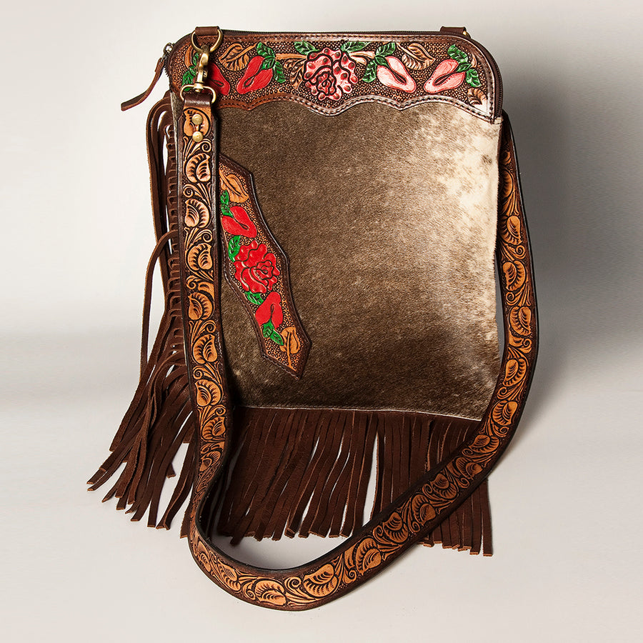 American Darling Hair-On Cowhide Chaps Bag Hand Tooled Genuine Leather - Uhorse
