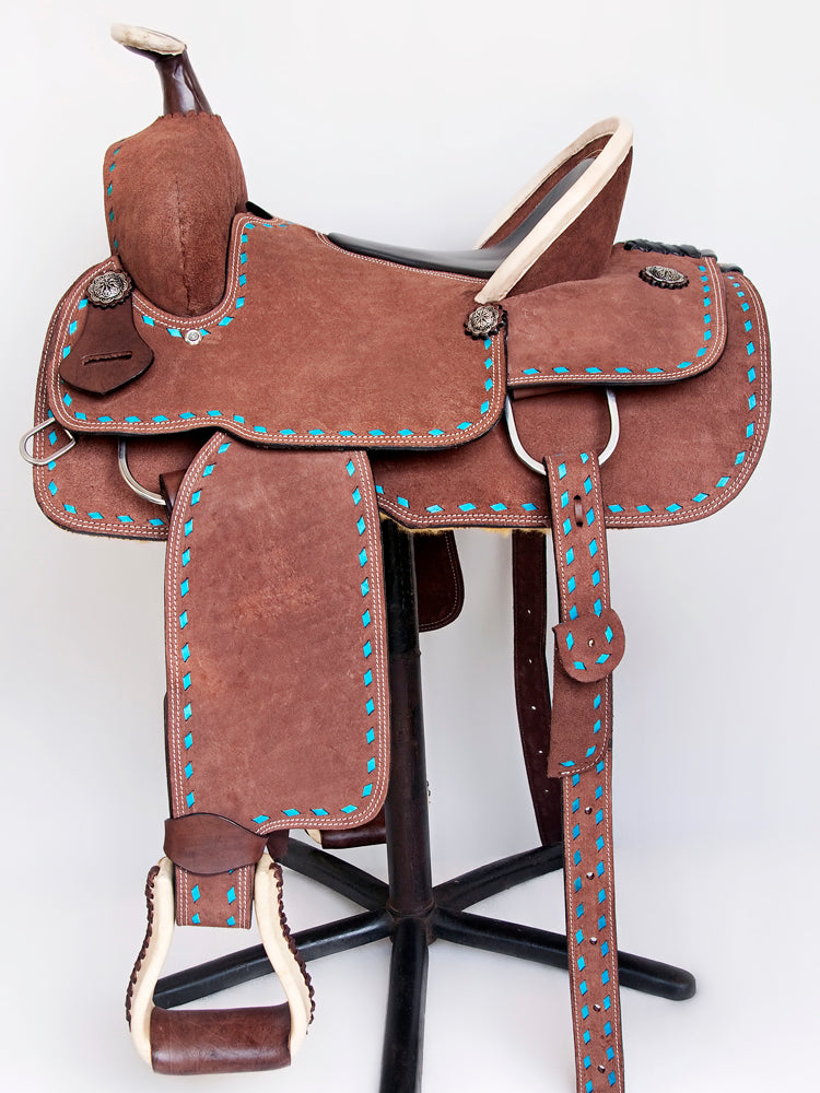 Comfytack Rough Out Western Saddle Leather Trail Tack Brown | Western Saddle | Saddle for Horses | Horse Tack Set