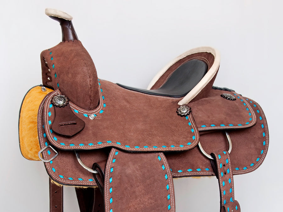 Comfytack Rough Out Western Saddle Leather Trail Tack Brown | Western Saddle | Saddle for Horses | Horse Tack Set