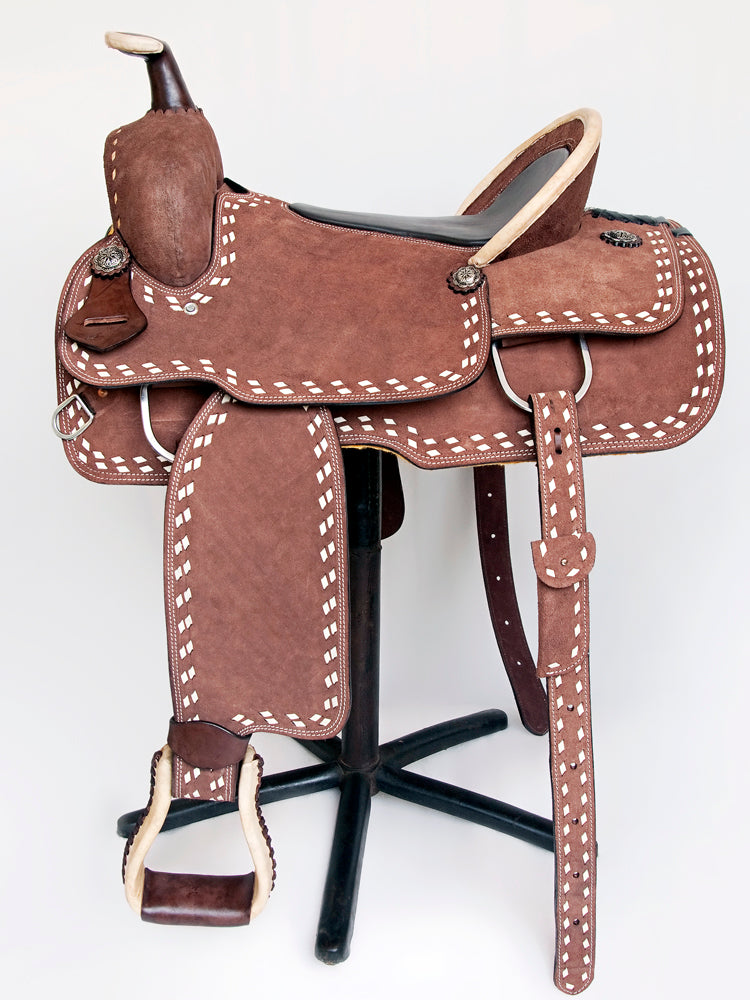 Comfytack Rough Out Western Saddle Leather Trail Tack Brown | Western Saddle | Saddle for Horses | Horse Tack Set