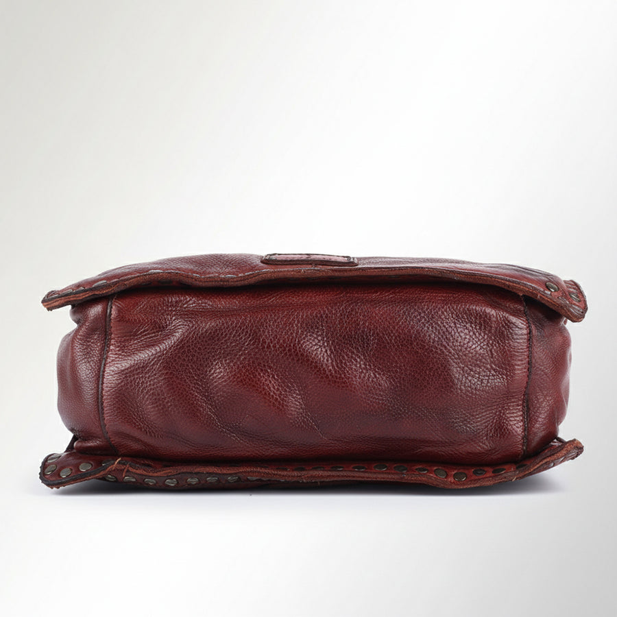 Spaghetti Western Swc133Cg Tote Vintage Handmade Drum Dyed Genuine European Cowhide Leather Women Bag Western Handbag Purse