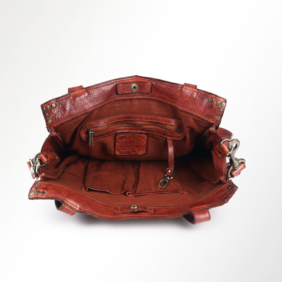 Spaghetti Western Swc133Cg Tote Vintage Handmade Drum Dyed Genuine European Cowhide Leather Women Bag Western Handbag Purse