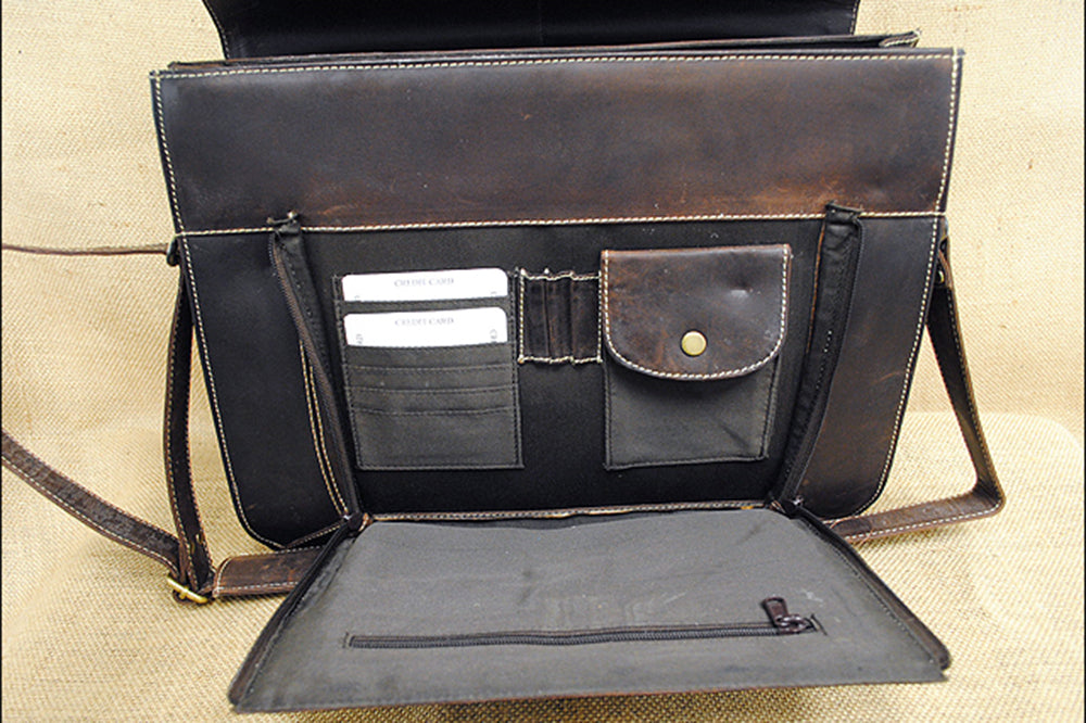 Rugged Leather Portfolio Briefcase