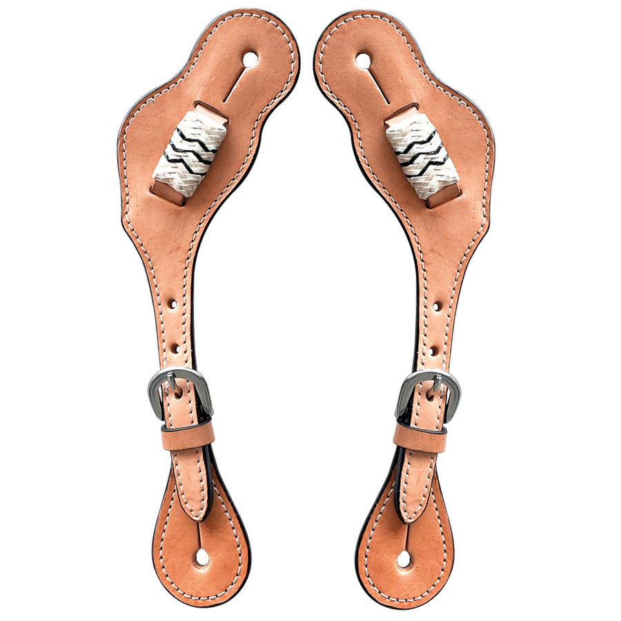 Tan leather western spurs with silver inlay - Uhorse