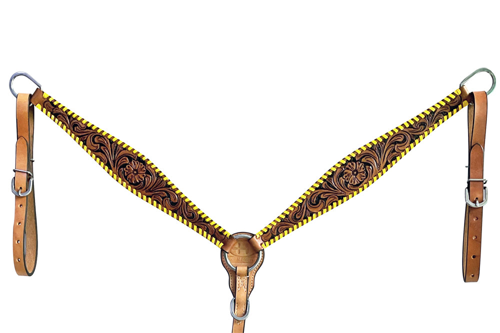 Bar H Equine American Leather Horse Saddle Tack One Ear Headstall | Breast Collar Browband Wither Strap Set BER257