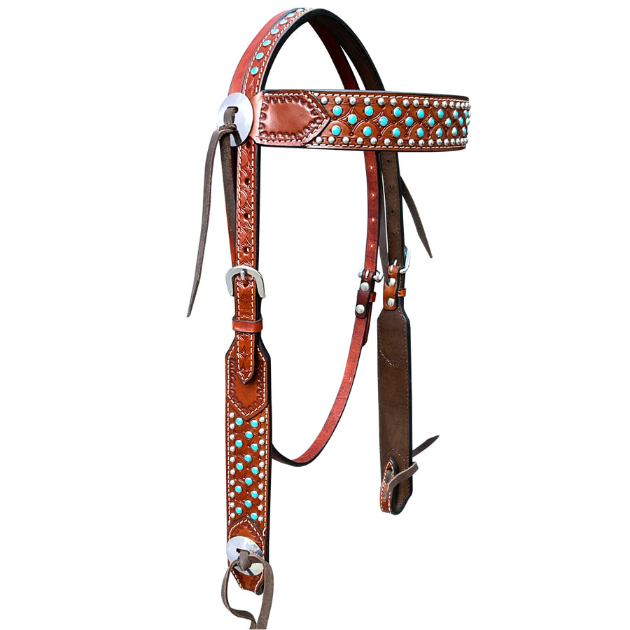 Bar H Equine American Leather Horse Saddle Tack Headstall | Browband Western for Horses - Uhorse