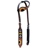 Bar H Equine American Leather Horse Saddle Tack One Ear Headstall | Breast Collar Browband Wither Strap Set BER261