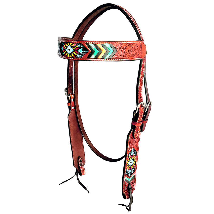 Bar H Equine American Leather Horse Saddle Tack Headstall | Browband Western for Horses - Uhorse