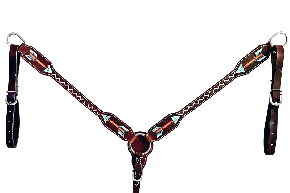 Bar H Equine American Leather Horse Saddle Tack One Ear Headstall | Breast Collar Browband Wither Strap Set BER263