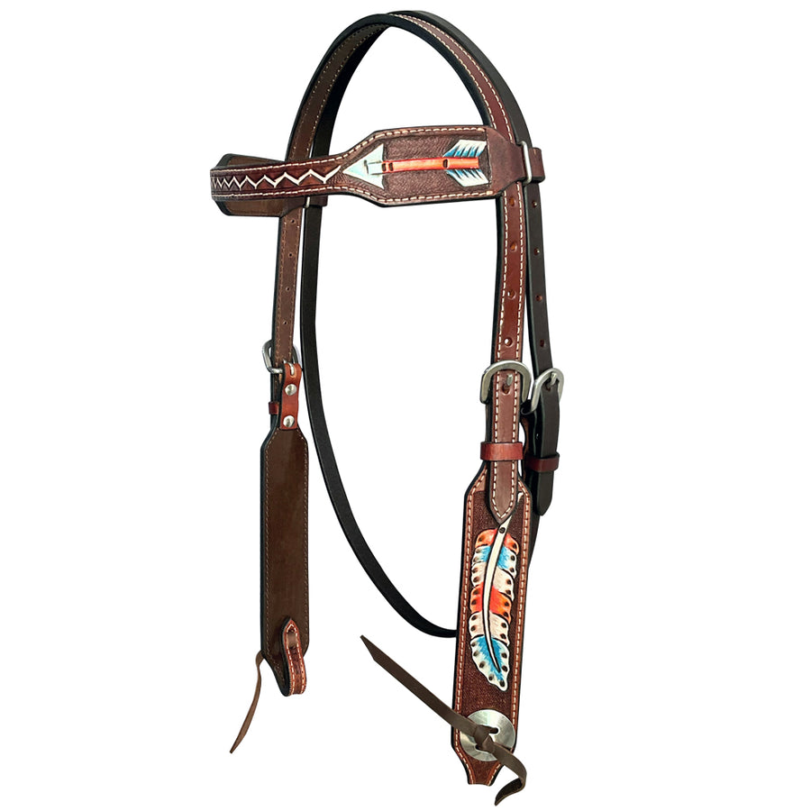 Bar H Equine American Leather Horse Saddle Tack Headstall | Browband Western for Horses - Uhorse