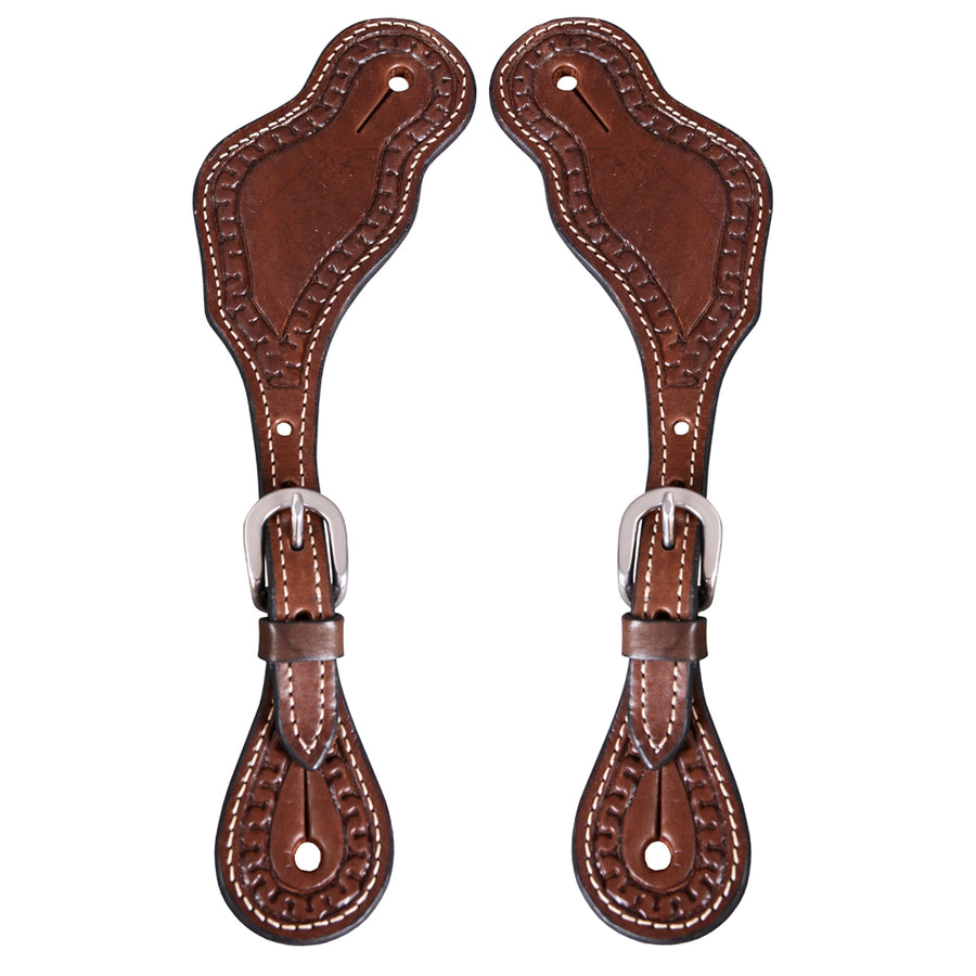 Bar H Equine Horse Riding Western Leather Spurs Straps for Adults women's - Uhorse