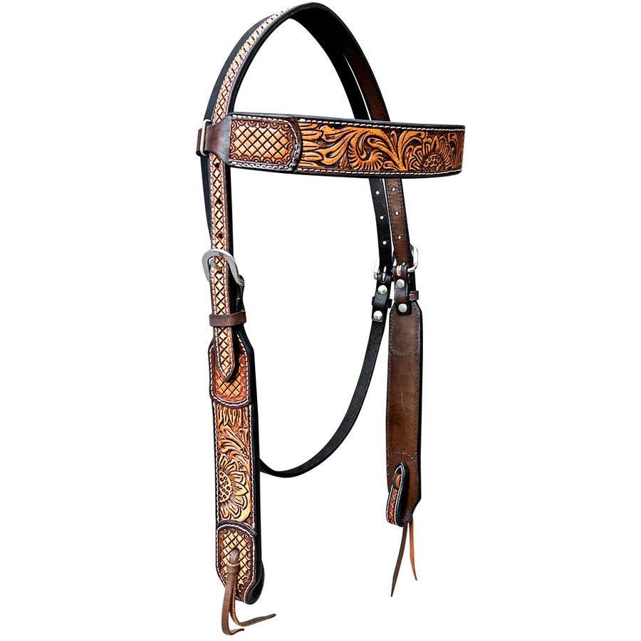 Bar H Equine Genuine Western American Leather Horse Headstall - Uhorse