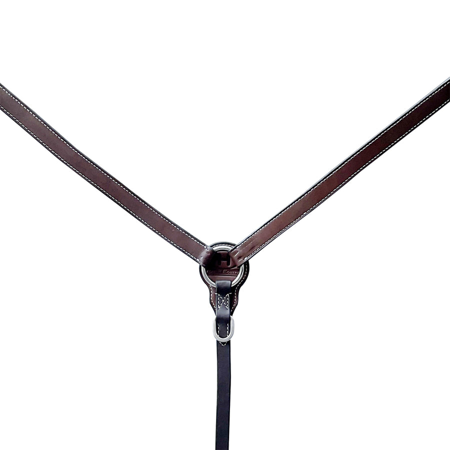 Brown leather horse breast collar with black hardware - Uhorse