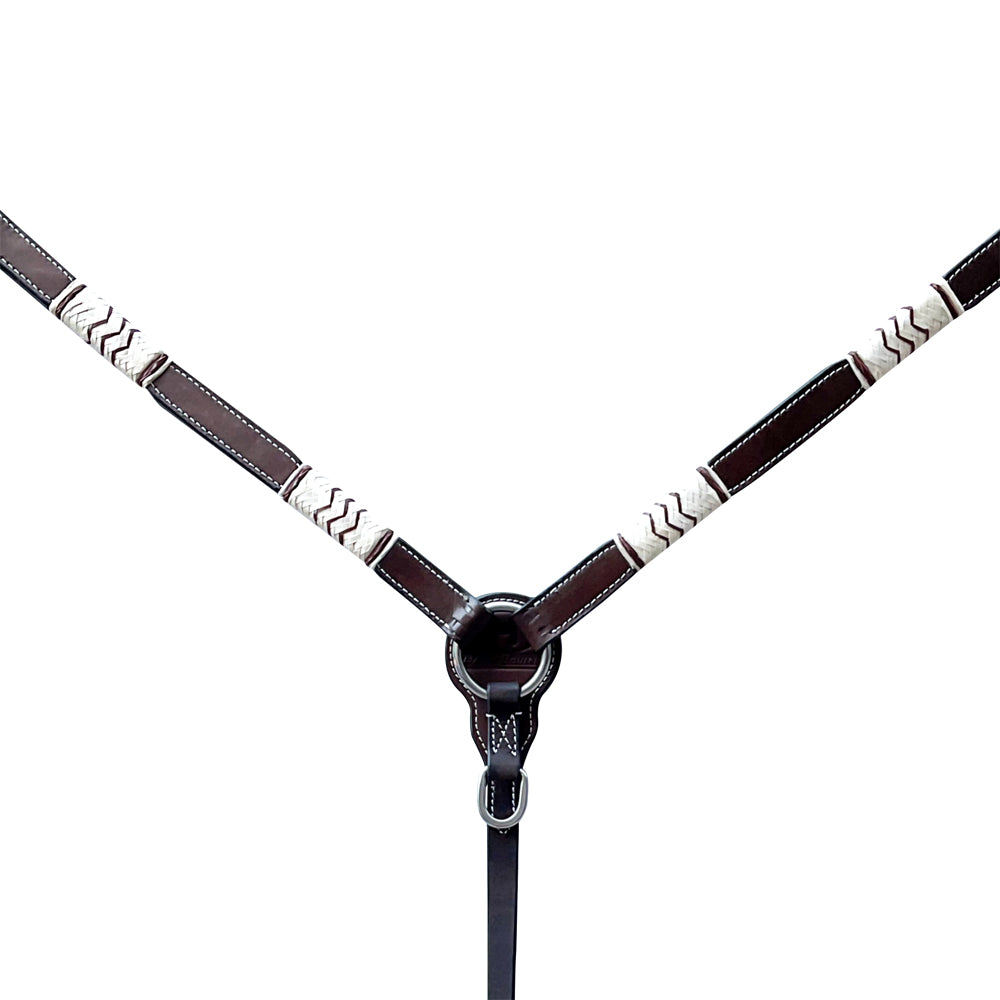 Bar H Equine Genuine Western American Leather Horse Premium Headstall & Breast Collar Set