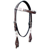 Bar H Equine Genuine Western American Leather Horse Premium Headstall & Breast Collar Set