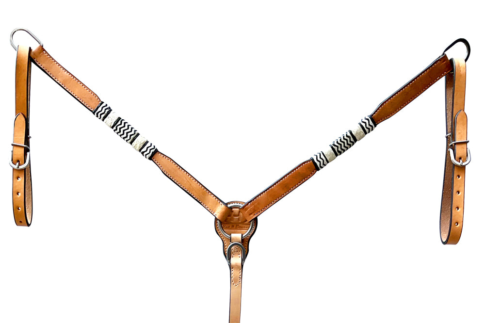 Bar H Equine Genuine Western American Leather Horse Premium Headstall & Breast Collar Set