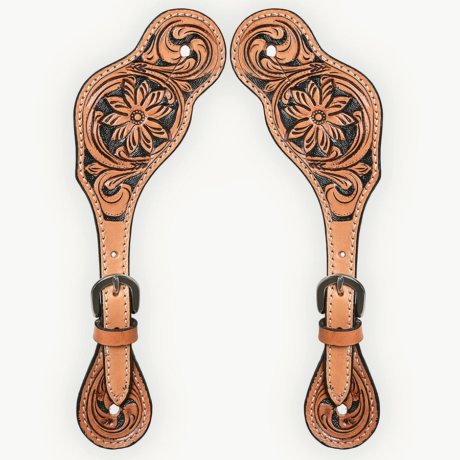 Bar H Equine Horse Riding Western Leather Spurs Straps for Adults women's - Uhorse
