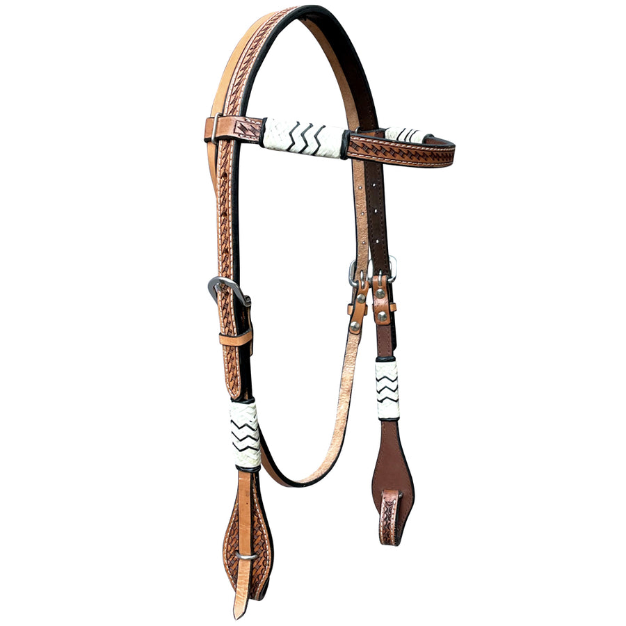 Bar H Equine American Leather Horse Saddle Tack Headstall | Browband Western for Horses - Bar H Equine