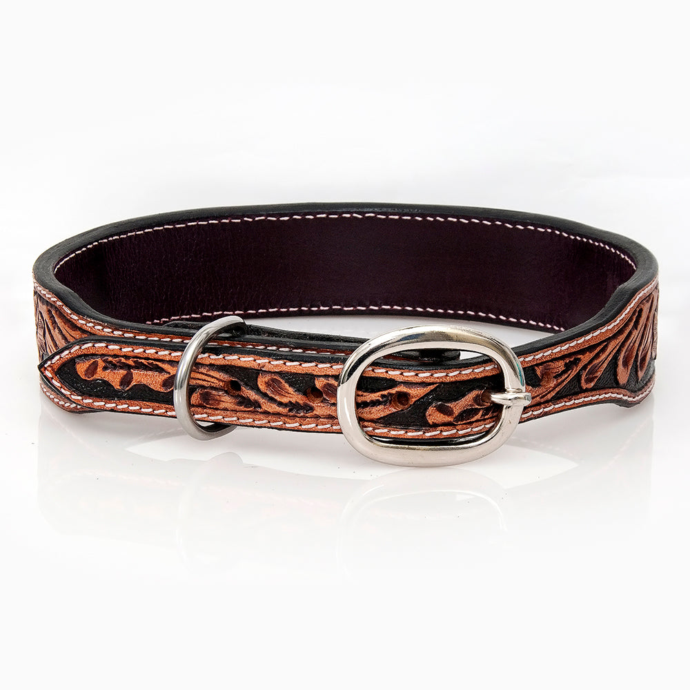 HILASON Western Style Beaded American Leather Pet Dog Collar