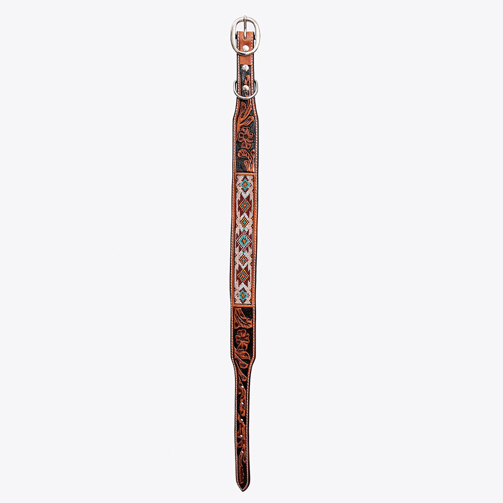 HILASON Western Style Beaded American Leather Pet Dog Collar
