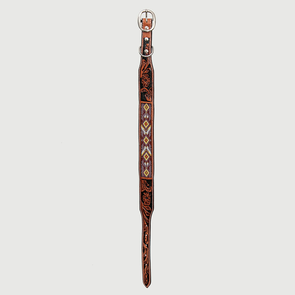 HILASON Western Style Beaded American Leather Pet Dog Collar