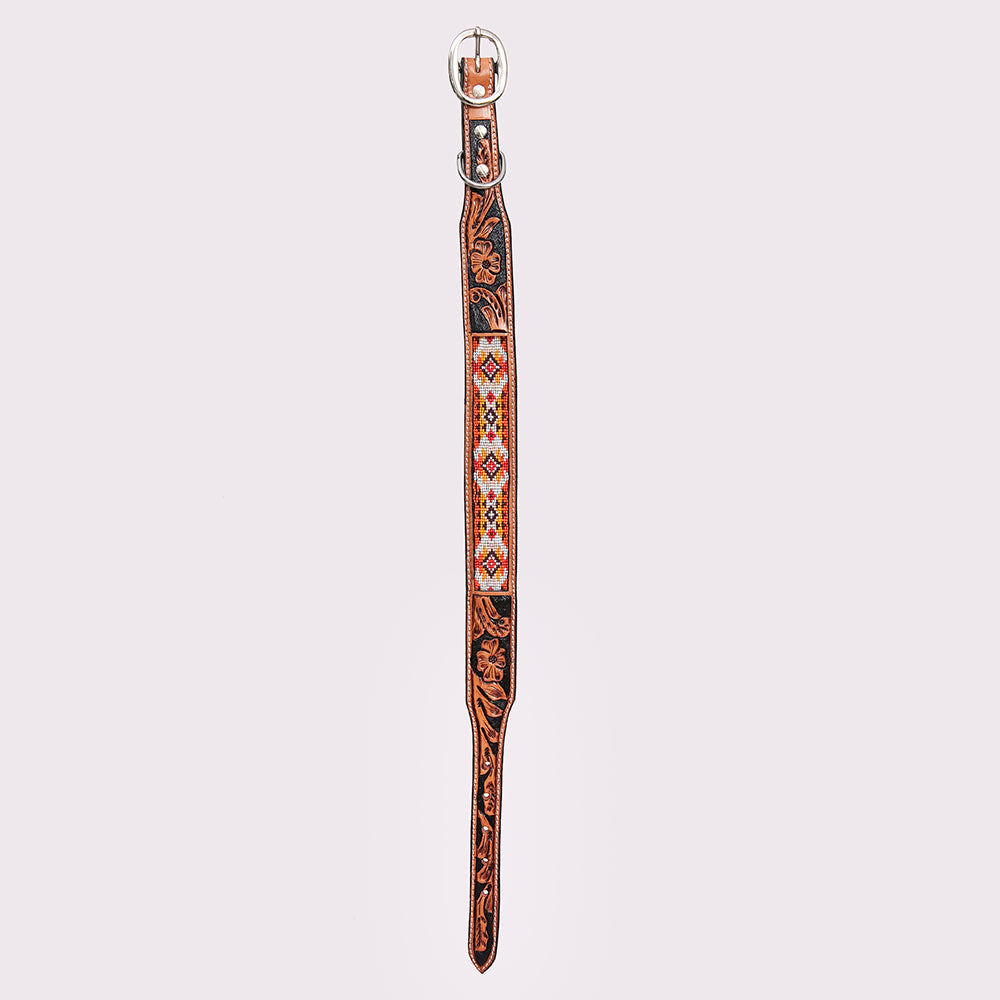 HILASON Western Style Beaded American Leather Pet Dog Collar