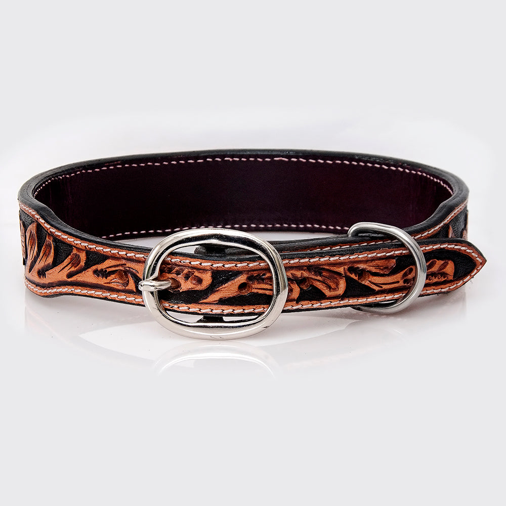 HILASON Western Style Beaded American Leather Pet Dog Collar