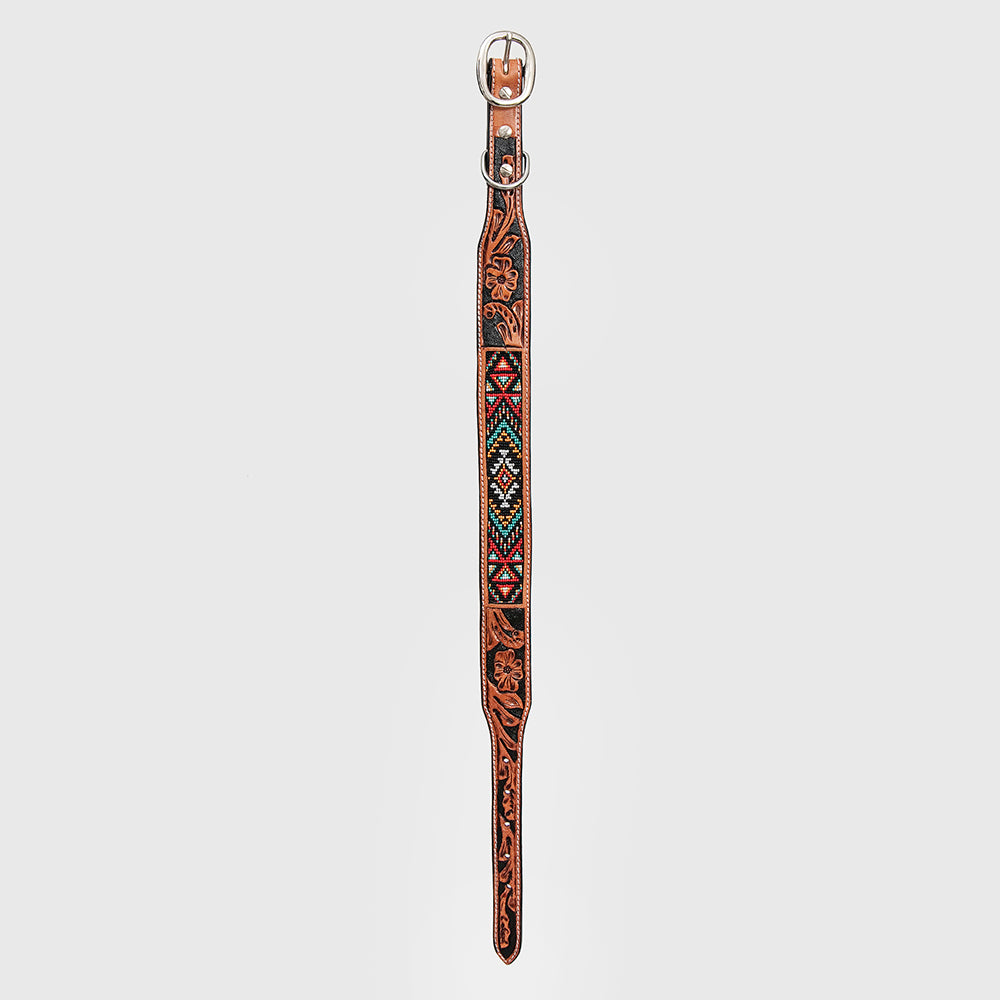 HILASON Western Style Beaded American Leather Pet Dog Collar