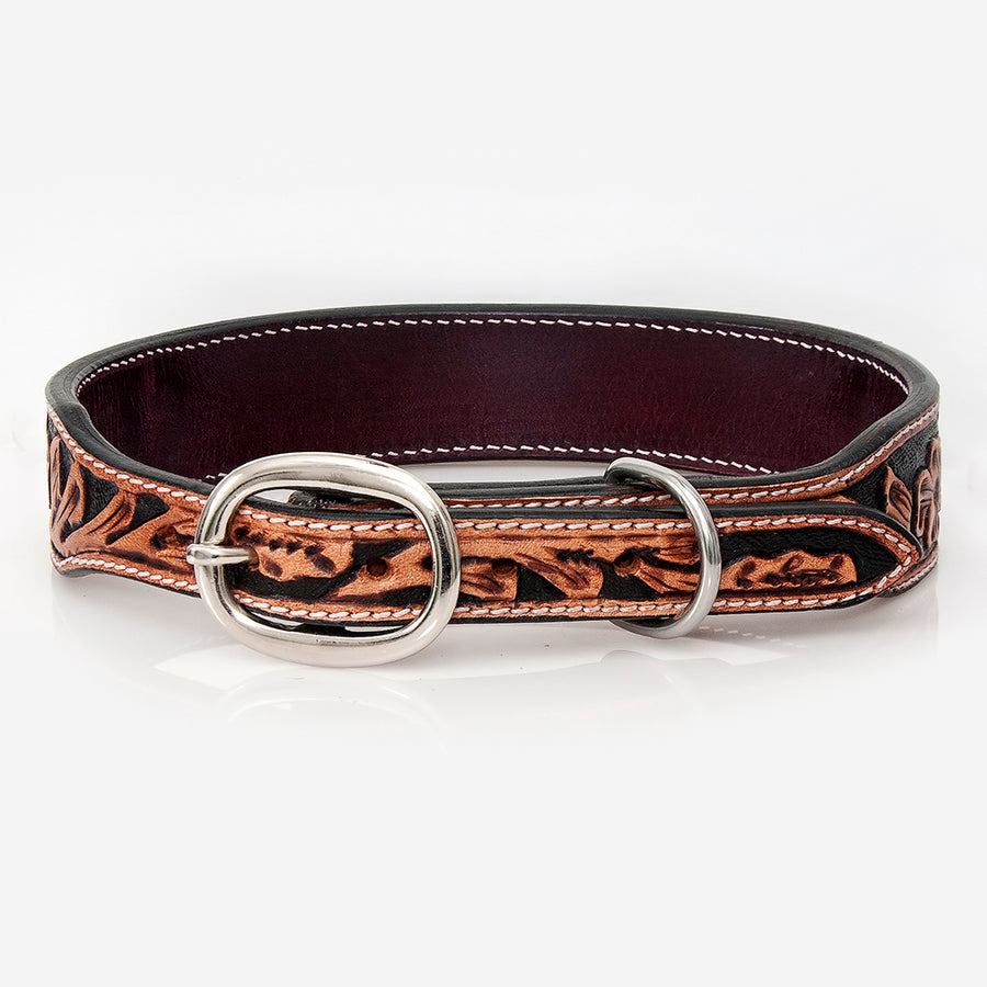 HILASON Western Style Beaded American Leather Pet Dog Collar