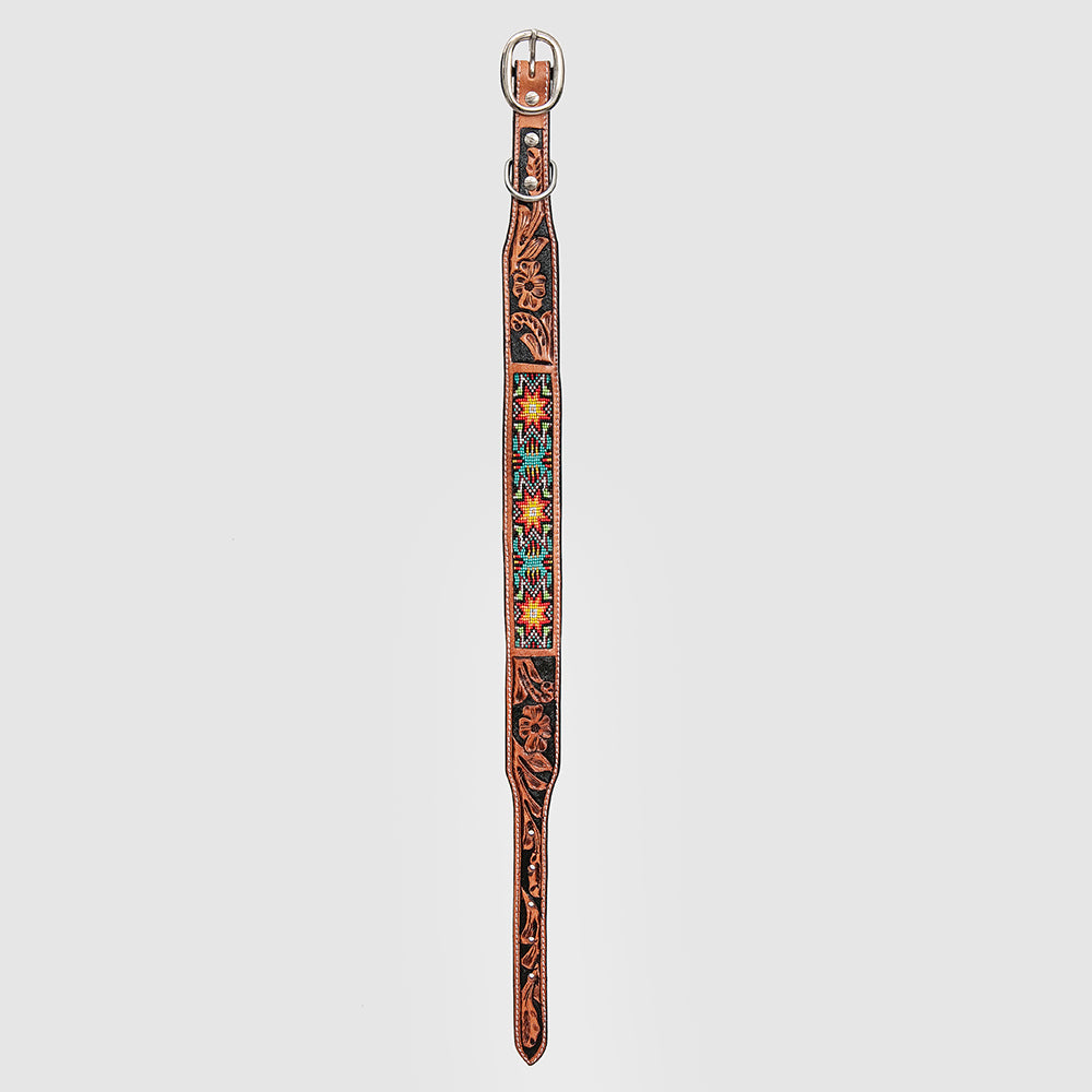 HILASON Western Style Beaded American Leather Pet Dog Collar