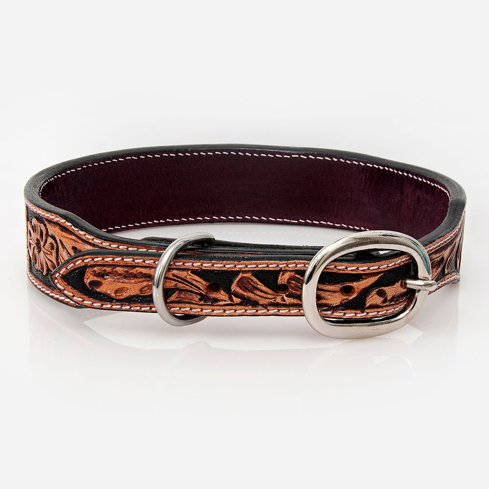HILASON Western Style Beaded American Leather Pet Dog Collar