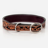 Strong Genuine Leather Dog Collar Beaded Hand Tooled Hilason