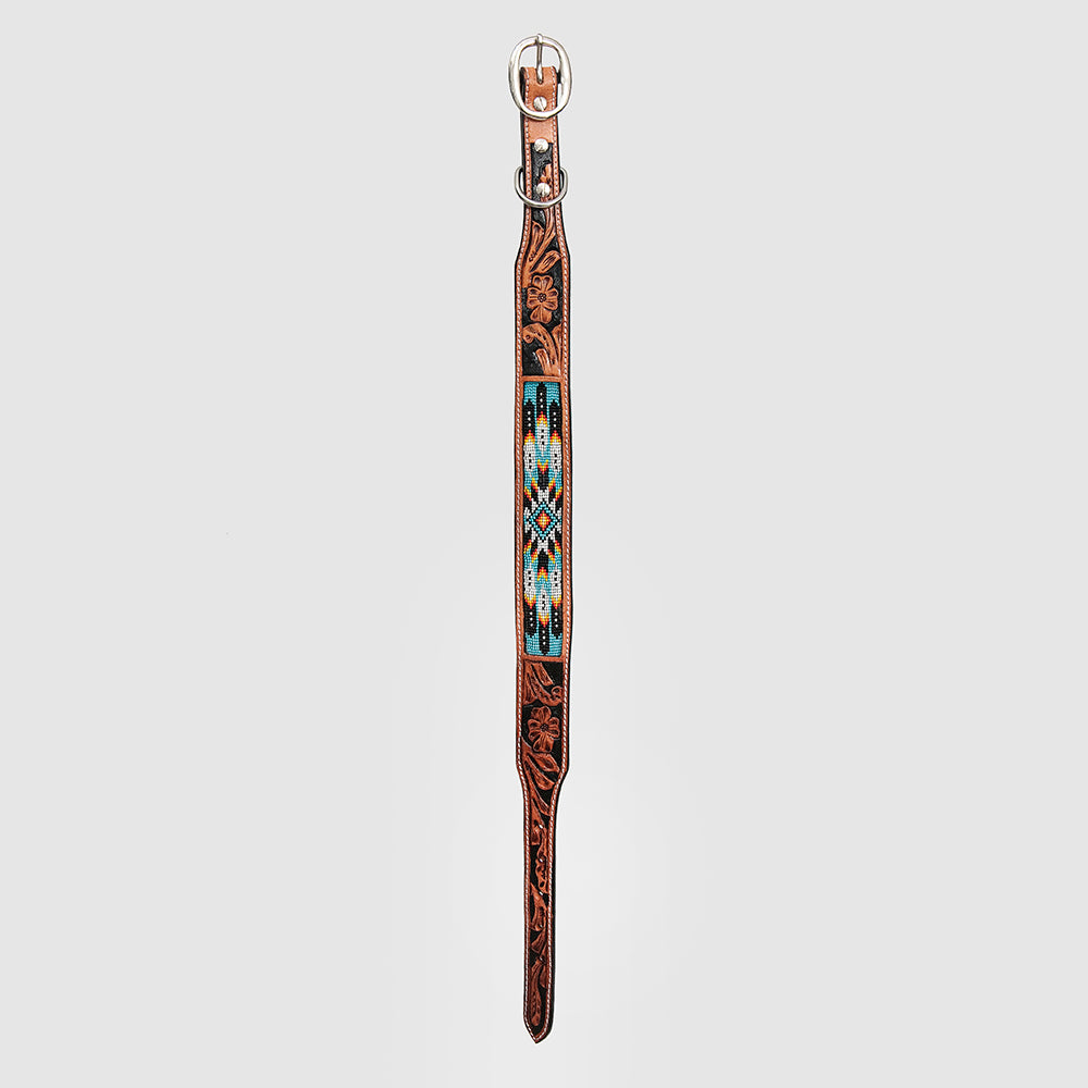 HILASON Western Style Beaded American Leather Pet Dog Collar