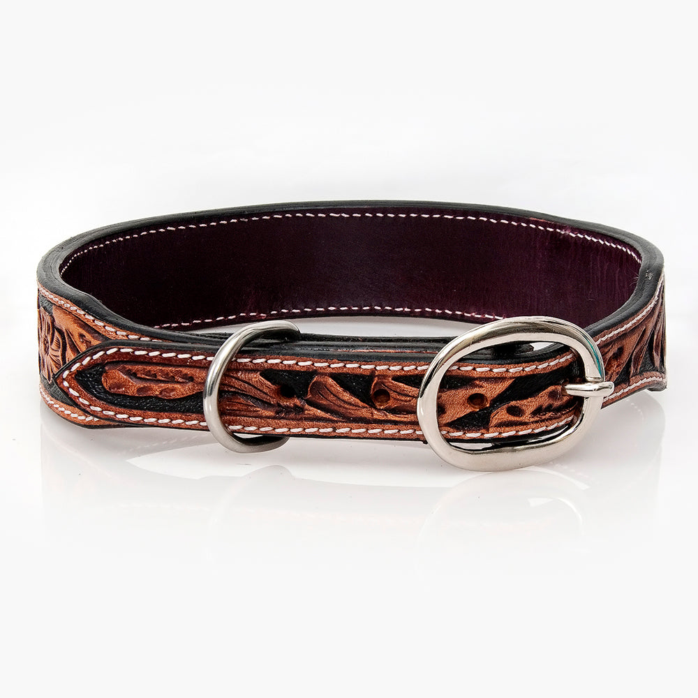 HILASON Western Style Beaded American Leather Pet Dog Collar
