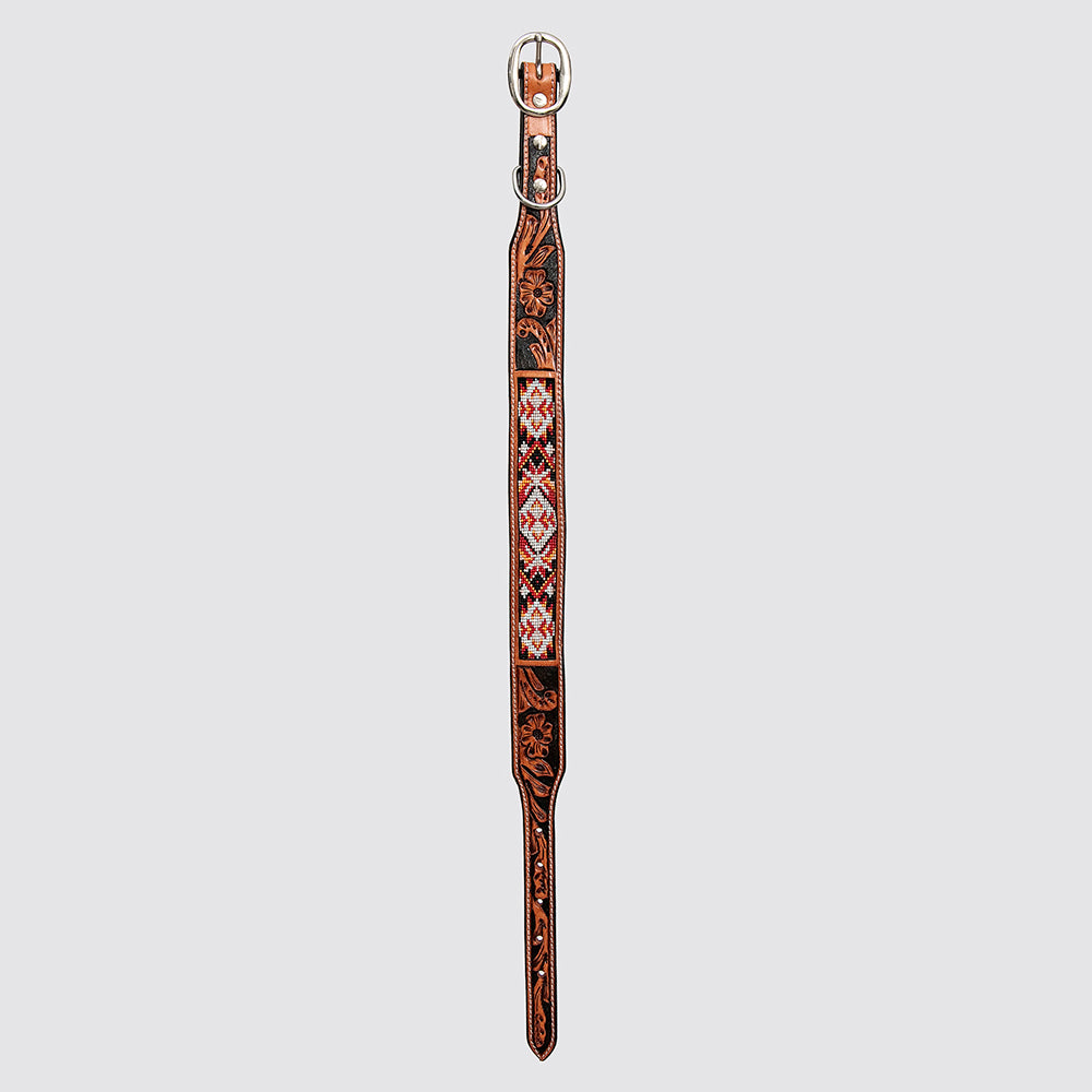 HILASON Western Style Beaded American Leather Pet Dog Collar