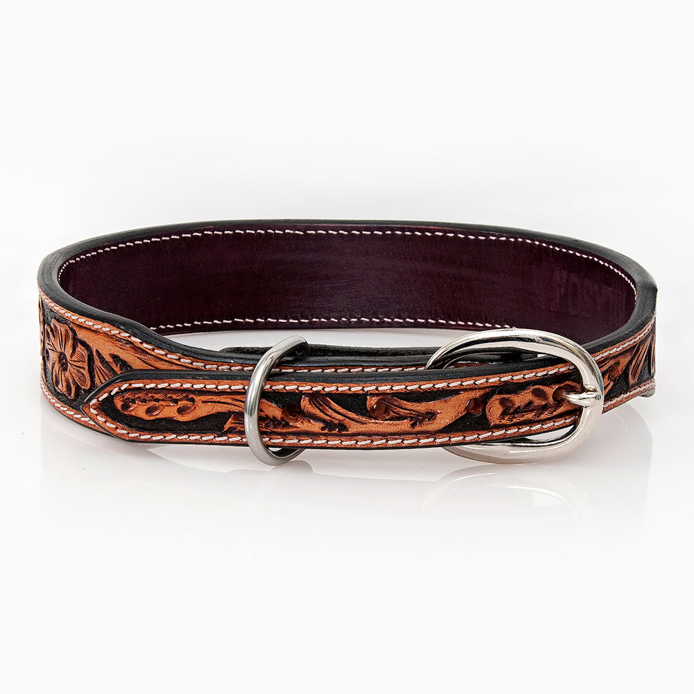 HILASON Western Style Beaded American Leather Pet Dog Collar
