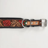 Strong Genuine Leather Dog Collar Hand Tooled Hilason