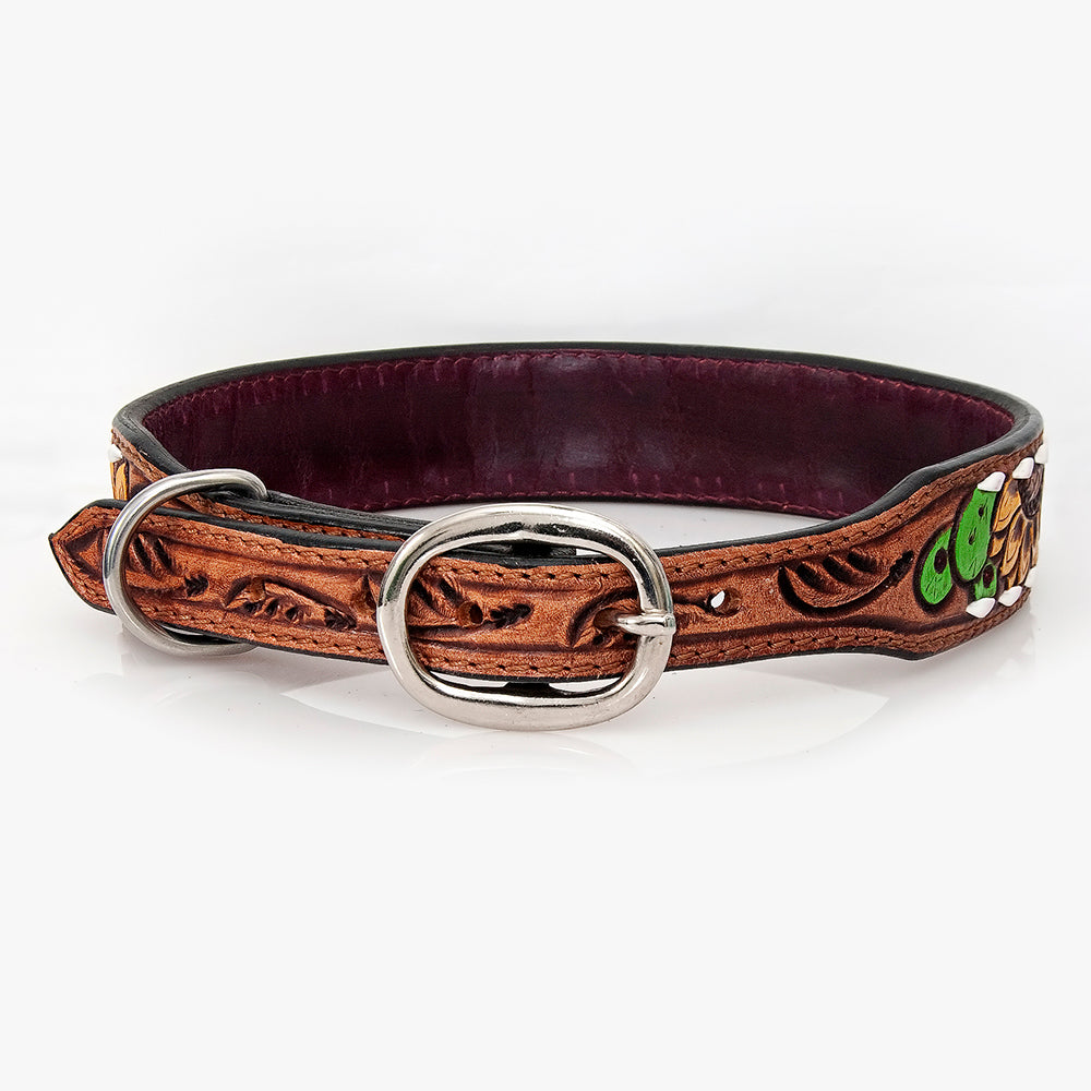 HILASON Western Genuine Leather Heavy Duty Hand Painted Dog Collar