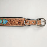 HIlason Genuine Leather Dog Collar Hand Tooled