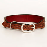 Strong Genuine Leather Dog Collar Hand Tooled Hilason