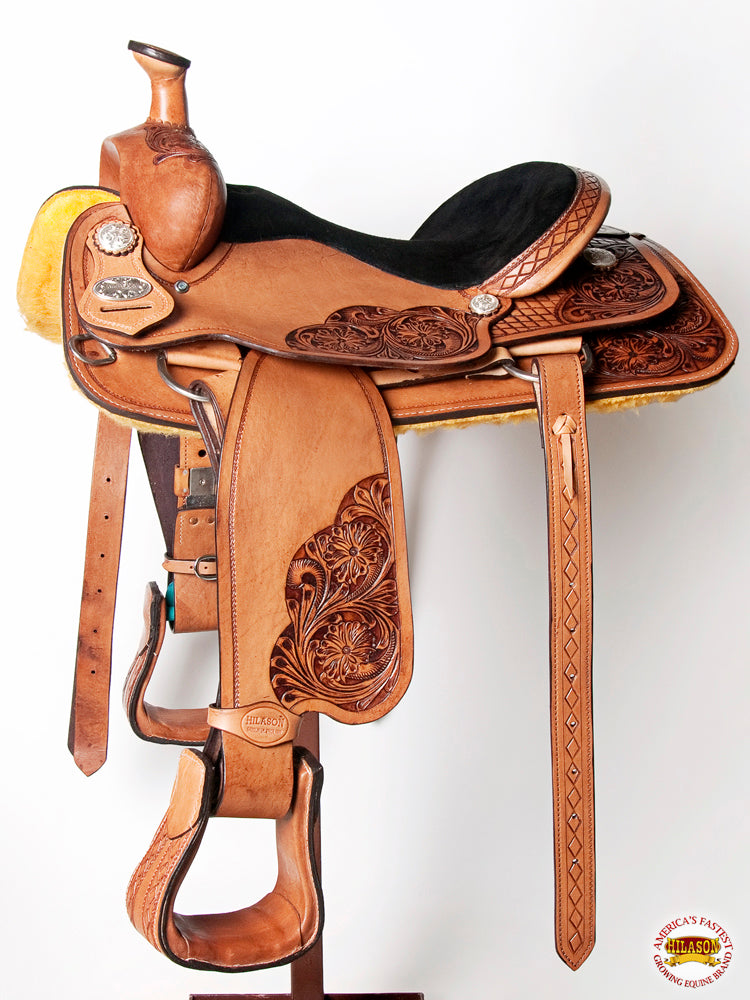 HILASON Western Horse Saddle American Leather Ranch Roping Cowboy | Hand Tooled Wade & For Horses