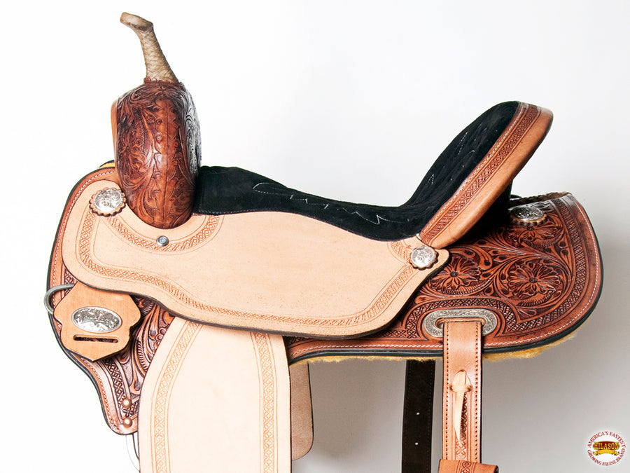 HILASON Western Horse Barrel Racing Saddle Trail Pleasure American Leather | Hand Tooled Wade & Roping For Horses