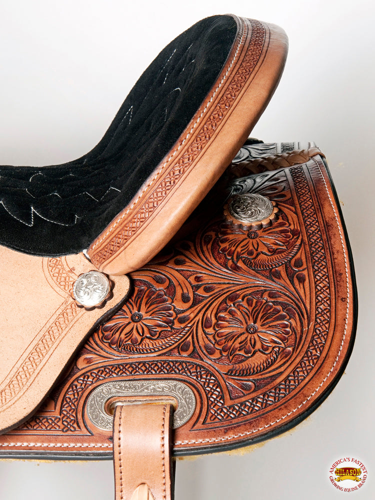 HILASON Western Horse Barrel Racing Saddle Trail Pleasure American Leather | Hand Tooled Wade & Roping For Horses