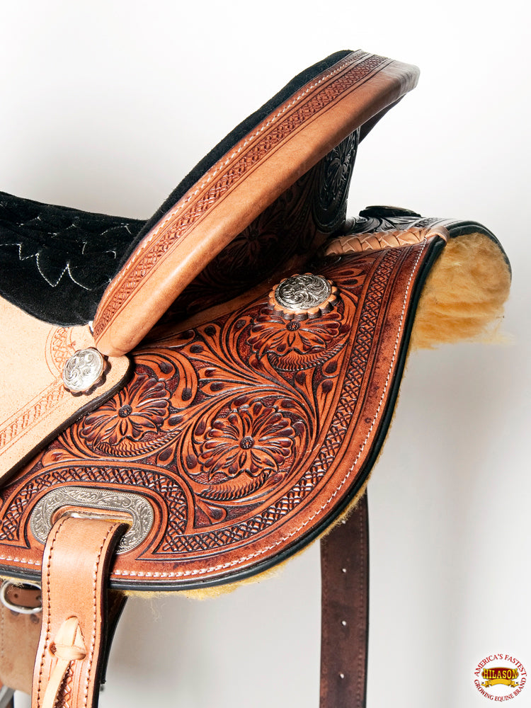 HILASON Western Horse Barrel Racing Saddle Trail Pleasure American Leather | Hand Tooled Wade & Roping For Horses