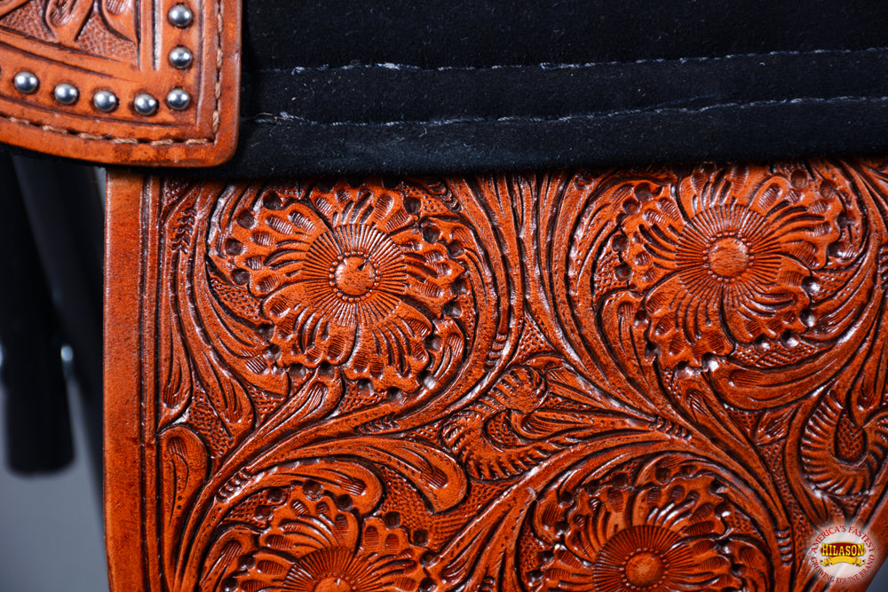 HILASON 15 Treeless Western Trail Barrel Racing American Leather Saddle | Horse for Horses