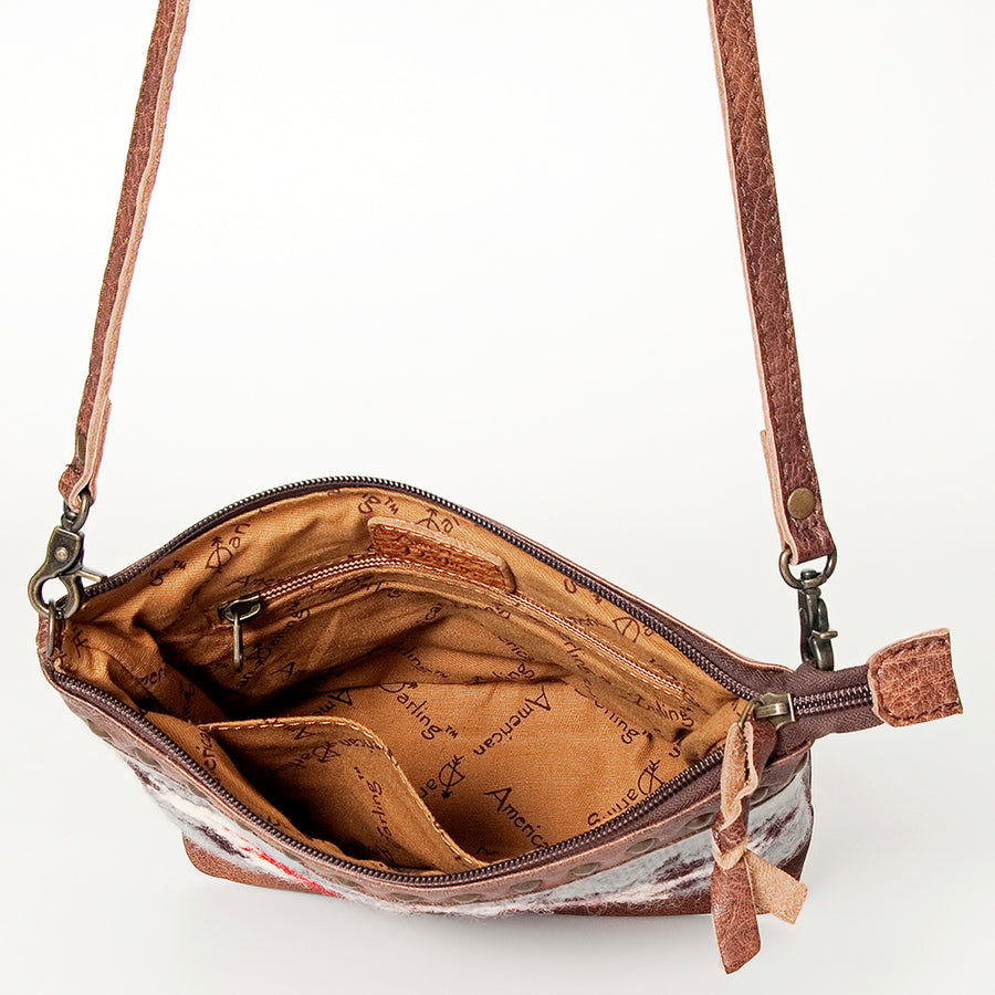 American Darling Cross body Bag for Women, Premium Vegetable-Tanned Full Grain Leather, Hand Woven Saddle Blanket & YKK Zipper