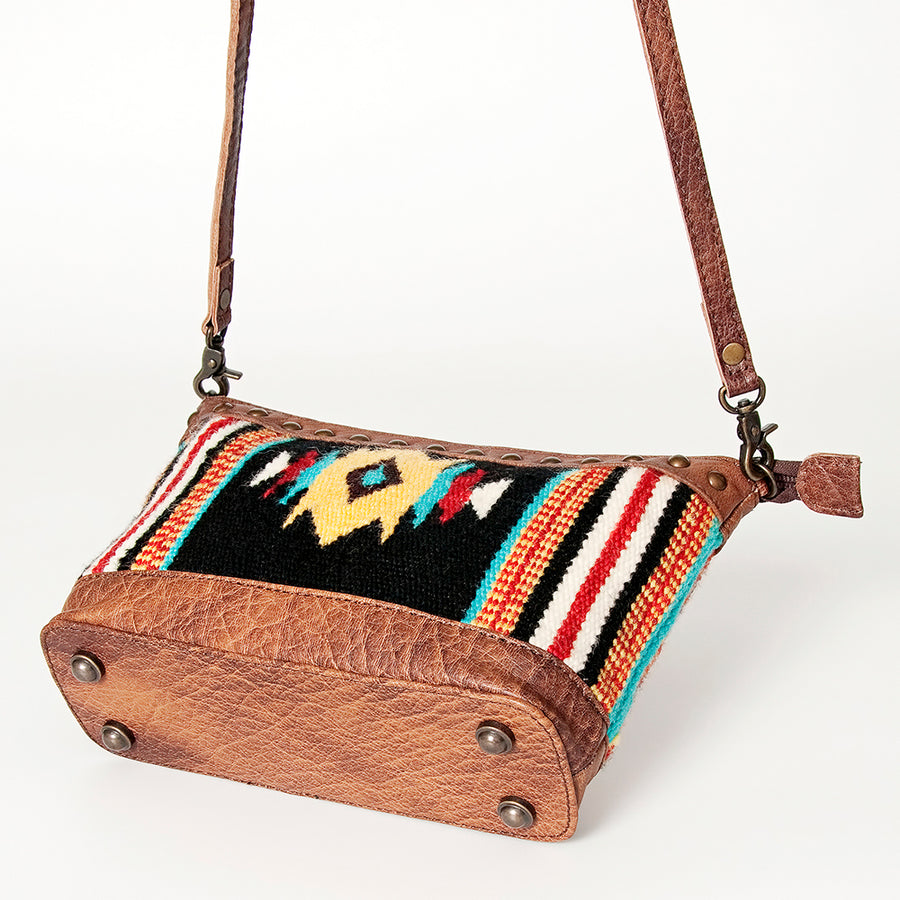 American Darling Cross body Bag for Women, Premium Vegetable-Tanned Full Grain Leather, Hand Woven Saddle Blanket & YKK Zipper