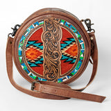 American Darling Canteen Hand Tooled Saddle Blanket Genuine Leather Western Women Bag | Handbag Purse Canteen Travel