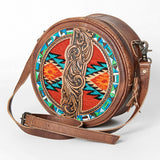 American Darling Canteen Hand Tooled Saddle Blanket Genuine Leather Western Women Bag | Handbag Purse Canteen Travel