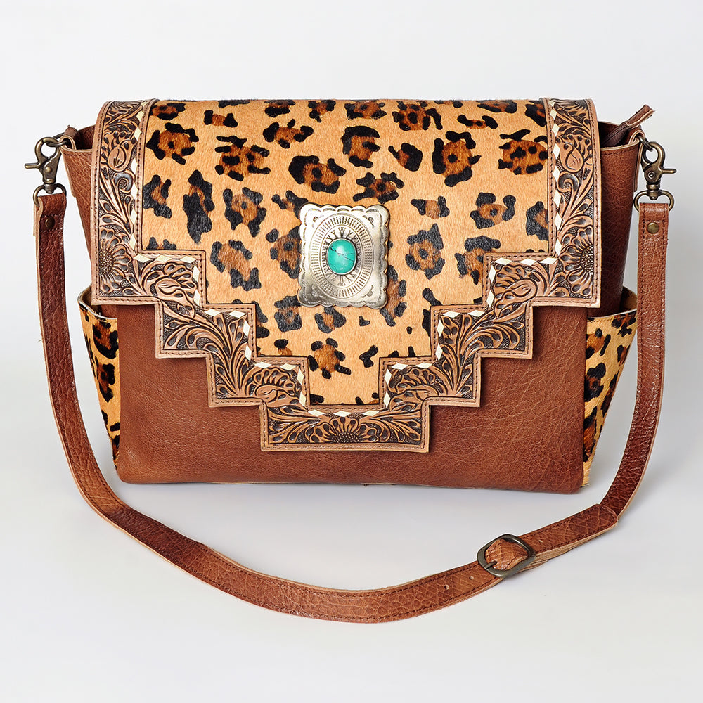 American Darling Messenger Hand Tooled Hair On Genuine Leather Western Women Bag Handbag Purse | Cute